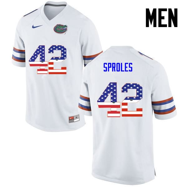 NCAA Florida Gators Nick Sproles Men's #42 USA Flag Fashion Nike White Stitched Authentic College Football Jersey UMX5364JJ